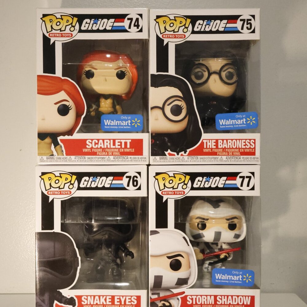 GI Joe Funko Pop Walmart Exclusive Set Baroness Snake Eyes Storm Shadow Scarlett